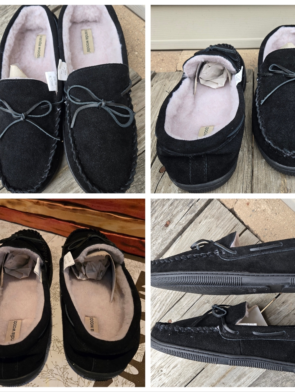 New Black Suede Slippers Mens Sz 15W Plush Lining Scandia Woods